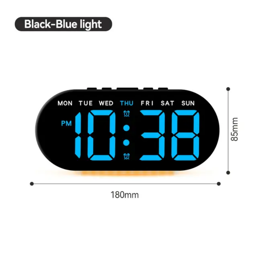 Custom Logo LED Digital Desk Table Clock Bedside Alarm Clock Night Light Day Time Date Display for Kids' Learning Room Clock
